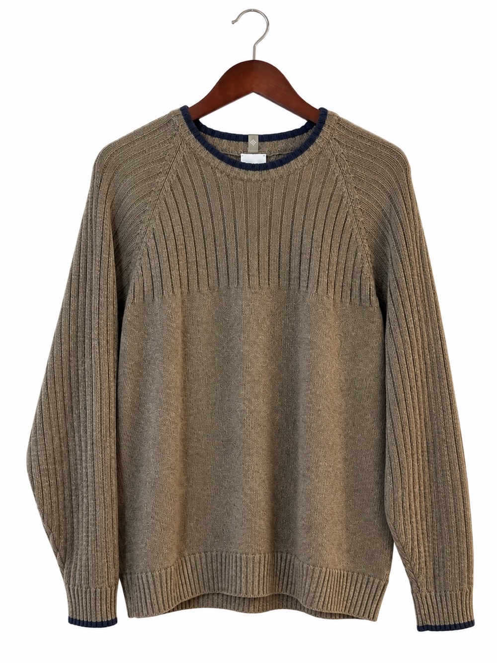 Columbia Men’s XL Mushroom Brown Cotton Ribbed Raglan Sweater